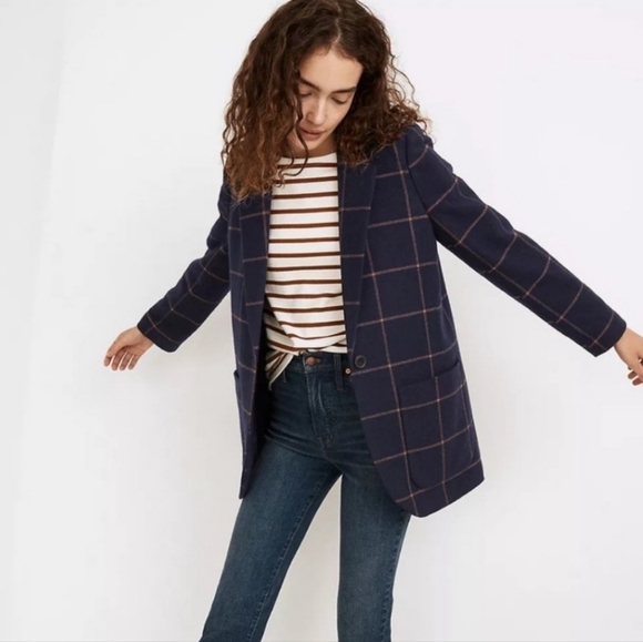 Madewell "Larsen" Wool Blazer in Windowpane - Picture 2 of 8